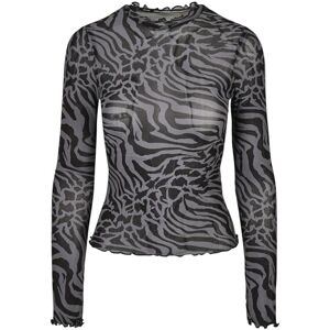 Urban Classics Damtopp, långärmad nättopp med heltäckande tryck och sköldpadda nackkrage, vågig fåll, lätt långärmad skjorta, storlek XS till 5XL, Asphalt/svart, 4XL Urban Classics Damtopp, långärmad nättopp med heltäckande tryck och sköldpadda nackkrage, vågig fåll, lätt långärmad skjorta, storlek XS till 5XL, Asphalt/svart, 4XL