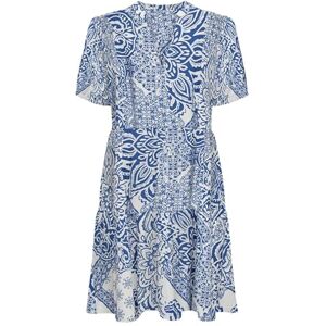 ONLY Onlnova Life Vis S/S Thea Dress AOP, Mazarine blå, S ONLY Onlnova Life Vis S/S Thea Dress AOP, Mazarine blå, S