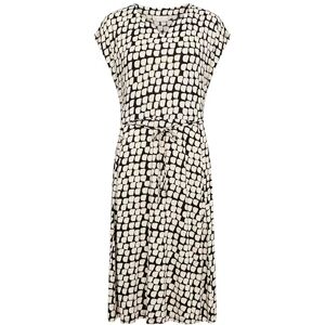 KAFFE Women's Dress V-Notch Neck Above Knee Längd kortärmad tryckt, Svart_sand grafisk prick, L KAFFE Women's Dress V-Notch Neck Above Knee Längd kortärmad tryckt, Svart_sand grafisk prick, L