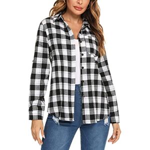 Irevial Lång blus dam oversize skjorta bomull button down långärmad tröja lös skjorta fritid skjorta blus, Vit+svart-2, XXL Irevial Lång blus dam oversize skjorta bomull button down långärmad tröja lös skjorta fritid skjorta blus, Vit+svart-2, XXL
