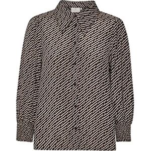 KAFFE damskjorta blus 3/4 ärm tryckt elegant, Svart/sand bokstav tryck, 40 KAFFE damskjorta blus 3/4 ärm tryckt elegant, Svart/sand bokstav tryck, 40