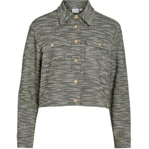 Vila VIAMERA L/S cropped shacket, Svart skönhet/detalj: vit/brun, M Vila VIAMERA L/S cropped shacket, Svart skönhet/detalj: vit/brun, M