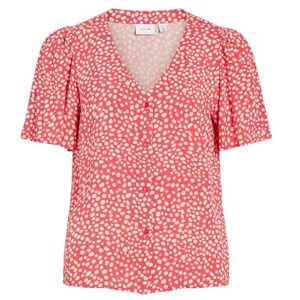 Vila Vigrace V-hals S/S skjorta – Noos, Hibiskus, 44 Vila Vigrace V-hals S/S skjorta – Noos, Hibiskus, 44