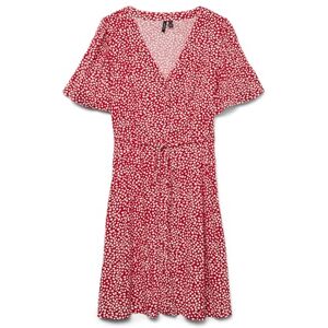 VERO MODA Vmalba Ss Short Dress WVN Ga Noos, Eldigt röd, L VERO MODA Vmalba Ss Short Dress WVN Ga Noos, Eldigt röd, L