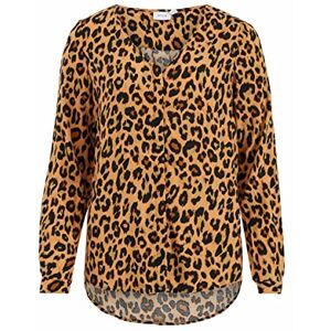 Vila Dam Vipaya V-hals L/S skjorta/Su-Noos blus, Butterum/Aop: leo, 36 SE Vila Dam Vipaya V-hals L/S skjorta/Su-Noos blus, Butterum/Aop: leo, 36 SE