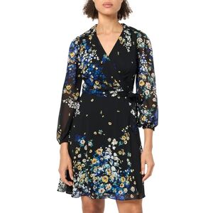 DKNY Flutter ärm V-ringad wrap midiklänning dam, Svart/guld, 42/Petite DKNY Flutter ärm V-ringad wrap midiklänning dam, Svart/guld, 42/Petite