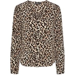 PIECES Bestseller A/S Dam Pcnessa Ls V-hals skjorta Noos blus, Silver mink/Aop: leo Aop, S PIECES Bestseller A/S Dam Pcnessa Ls V-hals skjorta Noos blus, Silver mink/Aop: leo Aop, S