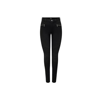 ONLY Onlroyal Hw Biker Zip EXT DNM skinny-fit jeans, svart, 30/XXS/L ONLY Onlroyal Hw Biker Zip EXT DNM skinny-fit jeans, svart, 30/XXS/L