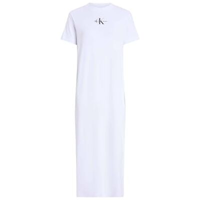 Calvin CK JEANS MONOLOGO TEE KLÄNNING MED lång ribbstickad ribba, J20J225543, vit (lysande vit), XXS, Vit (lysande vit), XXS Calvin CK JEANS MONOLOGO TEE KLÄNNING MED lång ribbstickad ribba, J20J225543, vit (lysande vit), XXS, Vit (lysande vit), XXS