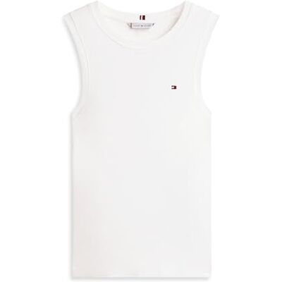 Tommy Hilfiger kvinnors Slim Cody C-Nk linne WW0WW47806, vit, XXS Tommy Hilfiger kvinnors Slim Cody C-Nk linne WW0WW47806, vit, XXS