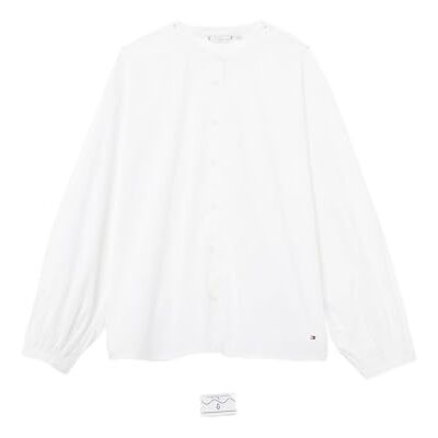 Tommy Hilfiger kvinnors CRV CTN V-ringad ballong LS blus WW0WW44272 L/S blusar, Th Optic White, 50, Vit (Th Optic White), 50 Tommy Hilfiger kvinnors CRV CTN V-ringad ballong LS blus WW0WW44272 L/S blusar, Th Optic White, 50, Vit (Th Optic White), 50