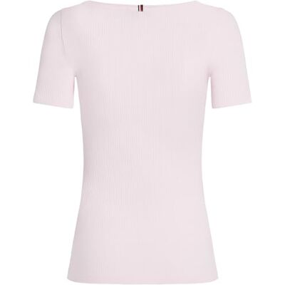 Tommy Hilfiger Dam Slim 5X2 RIB C-NK SS WW0WW37866, rosa, XXL, Rosa (ljusrosa), XXL Tommy Hilfiger Dam Slim 5X2 RIB C-NK SS WW0WW37866, rosa, XXL, Rosa (ljusrosa), XXL