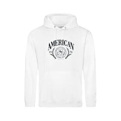 AMERICAN COLLEGE USA Tröja huvtröja blandad herr dam sweatshirt, Vitt och blått, M AMERICAN COLLEGE USA Tröja huvtröja blandad herr dam sweatshirt, Vitt och blått, M