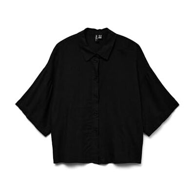 VERO MODA VMLINN 2/4 kort skjorta WVN NOOS, svart, M VERO MODA VMLINN 2/4 kort skjorta WVN NOOS, svart, M