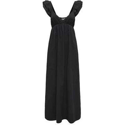 ONLY Onlallie Capsleeve Maxi Dress WVN, svart, XS ONLY Onlallie Capsleeve Maxi Dress WVN, svart, XS