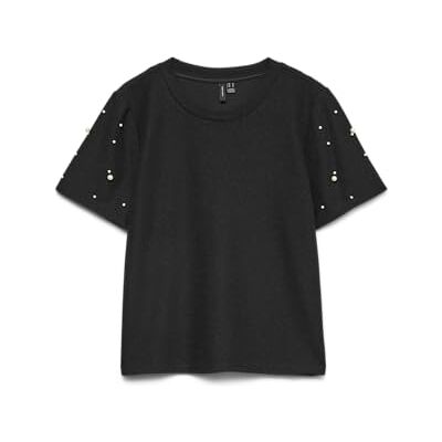 VERO MODA Vmnaya Ss O-Neck Top JRS Ga, svart, M VERO MODA Vmnaya Ss O-Neck Top JRS Ga, svart, M