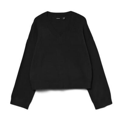 VERO MODA Vmgold Art Ls V-hals tröja, svart, XS VERO MODA Vmgold Art Ls V-hals tröja, svart, XS