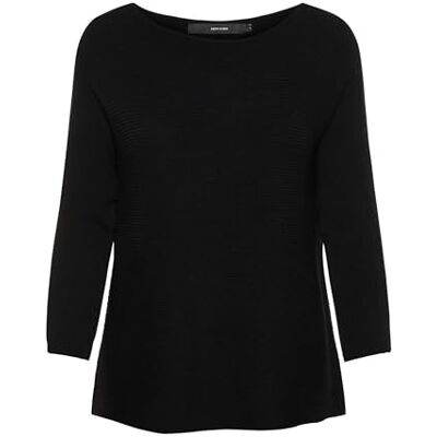 VERO MODA dam VMNORA 3/4 Boatneck blus NOOS 10210570, Svart (Black), L VERO MODA dam VMNORA 3/4 Boatneck blus NOOS 10210570, Svart (Black), L