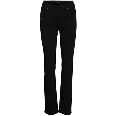 VERO MODA Dam VMDAF MR Straight VI1137 NOOS jeans, svart, XS/32, Schwarz, (XS) W x 32L VERO MODA Dam VMDAF MR Straight VI1137 NOOS jeans, svart, XS/32, Schwarz, (XS) W x 32L
