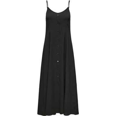 ONLY Onlnova Life Vis Gigi Long Dress Solid, svart, L ONLY Onlnova Life Vis Gigi Long Dress Solid, svart, L