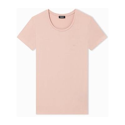 Giorgio Armani Kvinnors Essential studs rund hals t-shirt rosa L normal passform, Rosa, L Giorgio Armani Kvinnors Essential studs rund hals t-shirt rosa L normal passform, Rosa, L