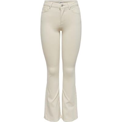ONLY Dam utsvängda passform jeans ONLBlush Life Mid Flared Jeans, ecru, 30 SE/XL ONLY Dam utsvängda passform jeans ONLBlush Life Mid Flared Jeans, ecru, 30 SE/XL