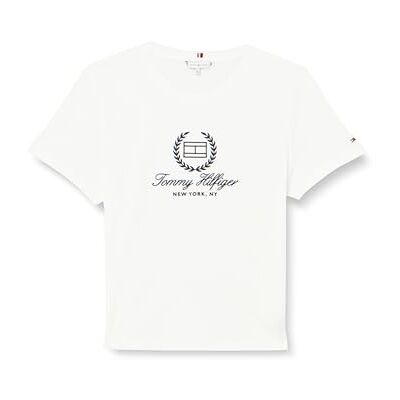 Tommy Hilfiger kvinnor smal flagga manus t-shirt S S/S stickade toppar, vit, XXS, Th optik vit, XXS Tommy Hilfiger kvinnor smal flagga manus t-shirt S S/S stickade toppar, vit, XXS, Th optik vit, XXS