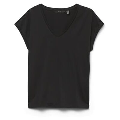 VERO MODA Vmluna Ss V-hals Tee JRS Noos, svart, M VERO MODA Vmluna Ss V-hals Tee JRS Noos, svart, M