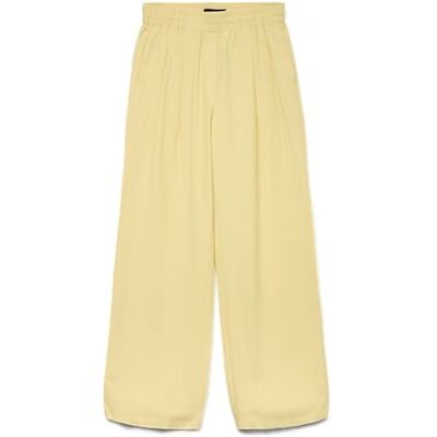 VERO MODA Vmcarmen Hw Wide Pleat Pull-On Pant, Blekgul (Pale Banana), (M) W x 32L VERO MODA Vmcarmen Hw Wide Pleat Pull-On Pant, Blekgul (Pale Banana), (M) W x 32L