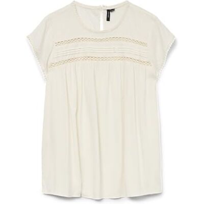 VERO MODA Damer Vmdebbie Pleat S/L Ga Noos Top, Snövit, XS VERO MODA Damer Vmdebbie Pleat S/L Ga Noos Top, Snövit, XS