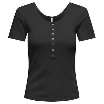 ONLY Onlsimple Life S/S Button Top Box JRS, svart, L ONLY Onlsimple Life S/S Button Top Box JRS, svart, L