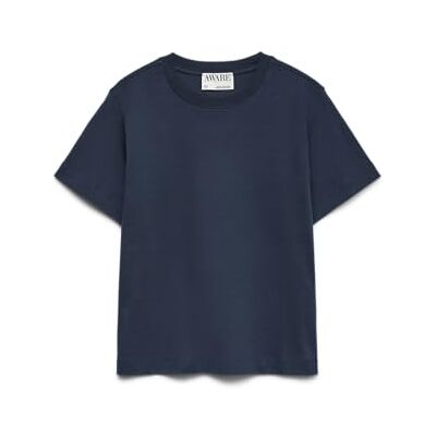 VERO MODA Awnaima Ss O-hals t-shirt Noos, Mörk safir, M VERO MODA Awnaima Ss O-hals t-shirt Noos, Mörk safir, M