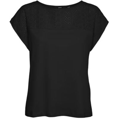 VERO MODA dam Vmkaya Ss O-Neck JRS Ga Top, svart, S VERO MODA dam Vmkaya Ss O-Neck JRS Ga Top, svart, S