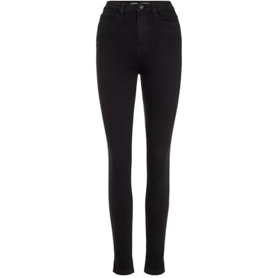 PIECES Dam Slim Fit jeans hög midja, svart, M PIECES Dam Slim Fit jeans hög midja, svart, M