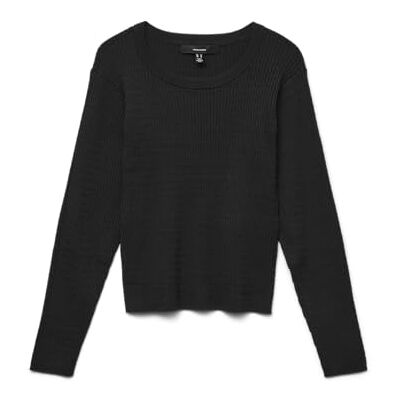 VERO MODA Vmsilje Ls O-hals kabel tröja Noos, svart, XS VERO MODA Vmsilje Ls O-hals kabel tröja Noos, svart, XS