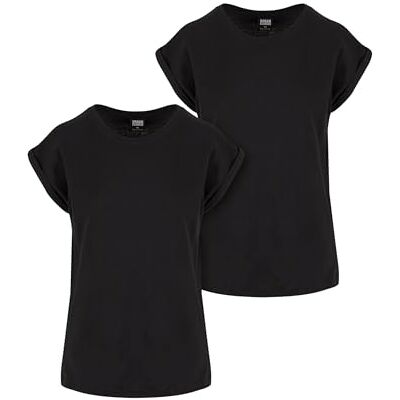 Urban Classics Ladies Extended shoulder Tee 2-pack kvinnor t-shirt svart, svart, S Urban Classics Ladies Extended shoulder Tee 2-pack kvinnor t-shirt svart, svart, S