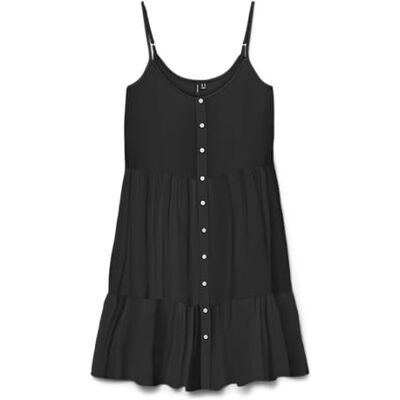VERO MODA Vmbumpy Short Singlet Dress WVN Ga Noos, svart, XS VERO MODA Vmbumpy Short Singlet Dress WVN Ga Noos, svart, XS