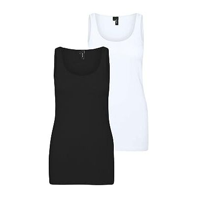VERO MODA Damlinne VMMAXI My Soft Long Tank Top 2-pack, Svart/förpackning: ljus vit, XL VERO MODA Damlinne VMMAXI My Soft Long Tank Top 2-pack, Svart/förpackning: ljus vit, XL