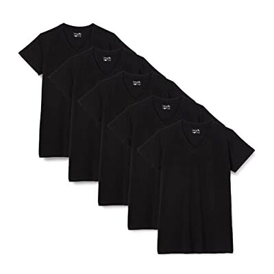Berydale T-shirt för sport och fritid med V-ringning, Dam, Svart (5-pack), M Berydale T-shirt för sport och fritid med V-ringning, Dam, Svart (5-pack), M