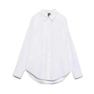 VERO MODA Shirt Vmfanni Rhinestone LS T-shirt Wvn Ga Noos, ljus vit, L dam, Briljant vit, L VERO MODA Shirt Vmfanni Rhinestone LS T-shirt Wvn Ga Noos, ljus vit, L dam, Briljant vit, L