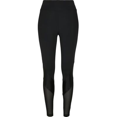 Urban Classics Dam Highwaist Mixed Tech Leggings, SVART/SVART, M Urban Classics Dam Highwaist Mixed Tech Leggings, SVART/SVART, M