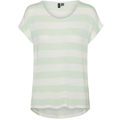 VERO MODA VMWIDE Stripe SL TOP GA JRS NOOS, Fåglar ägggrön/ränder: vit, L VERO MODA VMWIDE Stripe SL TOP GA JRS NOOS, Fåglar ägggrön/ränder: vit, L