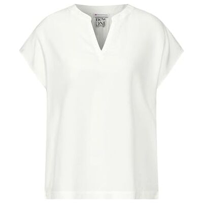Street One QR Shirtblouse w splitneck sol, Vit, 46 Street One QR Shirtblouse w splitneck sol, Vit, 46