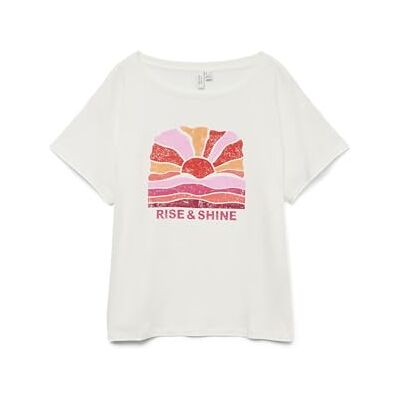 VERO MODA Vmdina S/S Boat Neck Top JRS Btq Ga, Snövit, L VERO MODA Vmdina S/S Boat Neck Top JRS Btq Ga, Snövit, L
