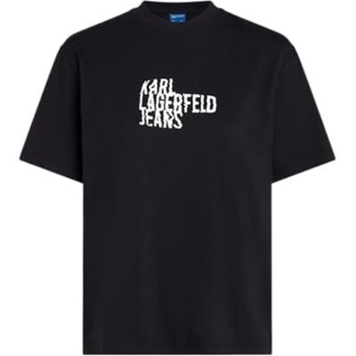KARL LAGERFELD JEANS , Dam, Vanlig Kortärm Stackad Logo T-Shirt, Vanlig Fit, Svart, XS KARL LAGERFELD JEANS , Dam, Vanlig Kortärm Stackad Logo T-Shirt, Vanlig Fit, Svart, XS