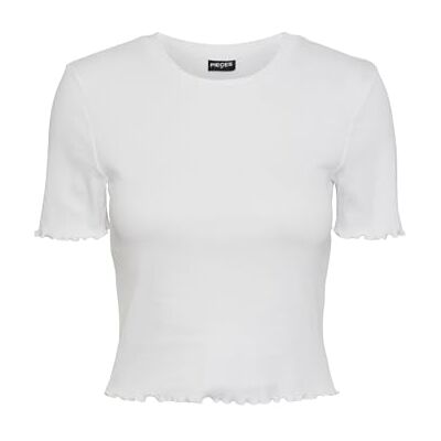 PIECES Pcmaddy Ss Short Top BC, Ljus vit, S PIECES Pcmaddy Ss Short Top BC, Ljus vit, S