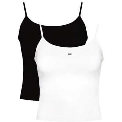 Tommy Jeans kvinnor TJW 2-pack väsentlig rem topp andra stickade toppar, multi, L, Multi (Ecru/svart), L Tommy Jeans kvinnor TJW 2-pack väsentlig rem topp andra stickade toppar, multi, L, Multi (Ecru/svart), L
