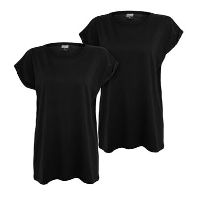 Urban Classics Damer damer förlängd axel t-shirt 2-pack t-shirt, svart + svart, XXL Urban Classics Damer damer förlängd axel t-shirt 2-pack t-shirt, svart + svart, XXL