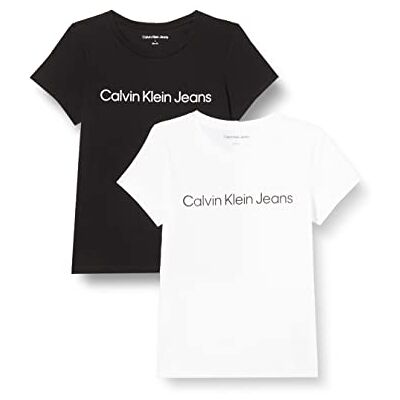 Calvin Jeans T-shirt för kvinnor (förpackning med 2), Ljus vit/svart, 3XL Calvin Jeans T-shirt för kvinnor (förpackning med 2), Ljus vit/svart, 3XL