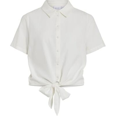 Vila Viprisilla S/S knut t-shirt/1, Snövit, 38 Vila Viprisilla S/S knut t-shirt/1, Snövit, 38